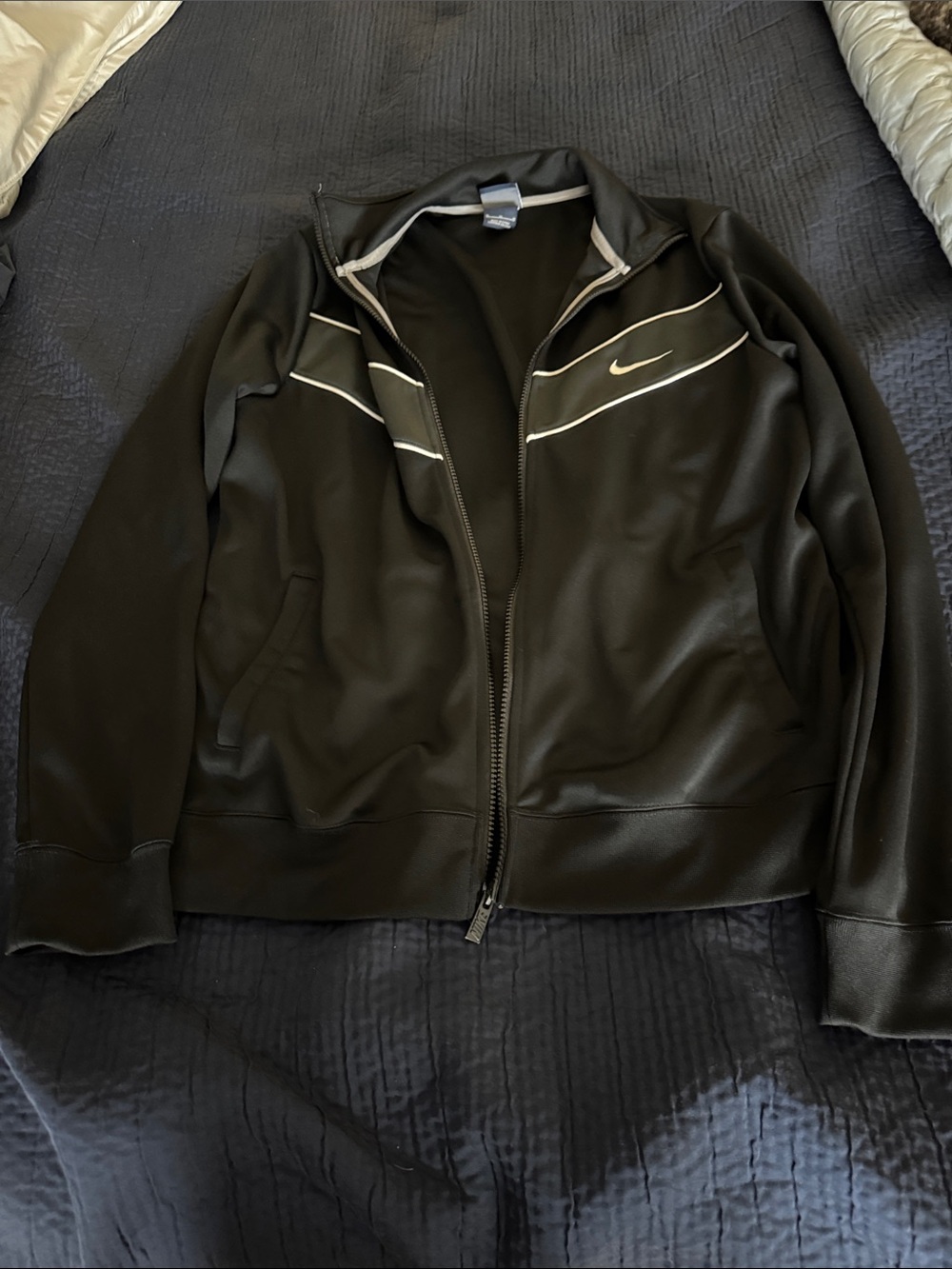 Nike Black Track Jacket with White Piping